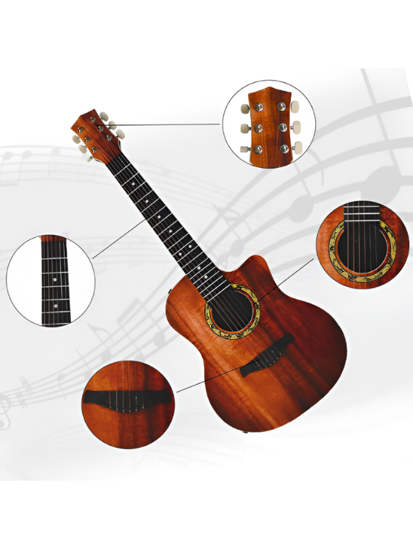 30-Inch Beginner Acoustic-Electric Guitar - Small Body Cutaway Folk Guitar for Kids & Adults with Premium Wood Finish LMI14023