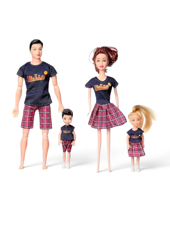 Happy Family Fashion Doll Set – 4-Piece Family Dolls for Pretend Play TV3508.