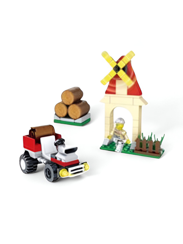 Happy Farm Building Blocks Set – 128-Piece Educational Tractor and Windmill Construction Toy for Kids TV4999.