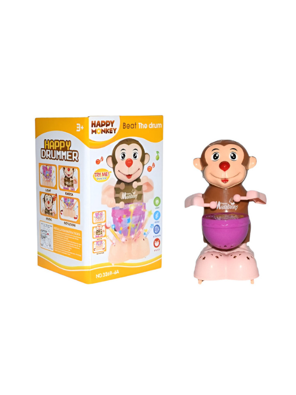 Happy Monkey Drummer Musical Toy – Battery Operated Dancing Monkey with Lights, Sound & 360° Rotation LMI8238.