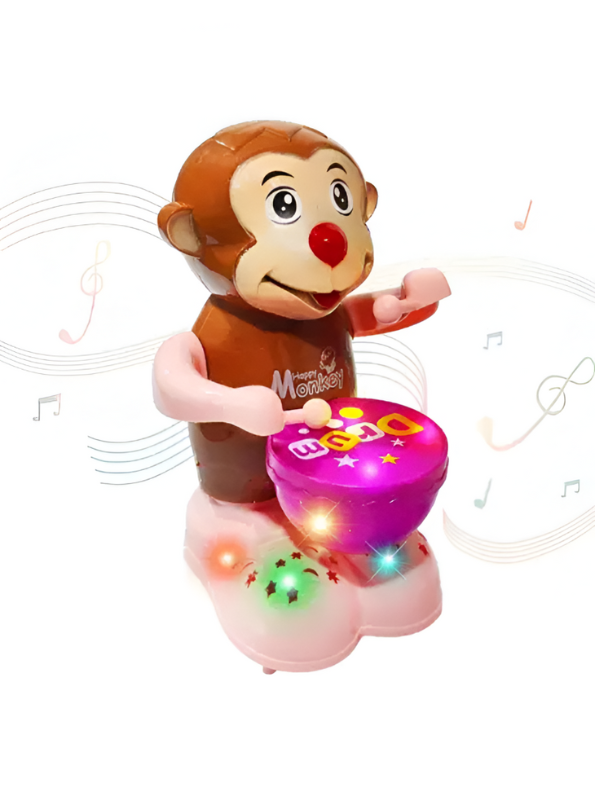 Happy Monkey Drummer Musical Toy – Battery Operated Dancing Monkey with Lights, Sound & 360° Rotation LMI8238.