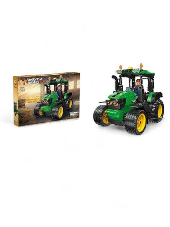 Harvest Ranch Tractor Building Set – 304 Pcs Pullback Farm Vehicle Toy for Kids TV1266.