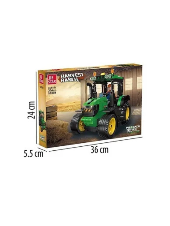 Harvest Ranch Tractor Building Set – 304 Pcs Pullback Farm Vehicle Toy for Kids TV1266.