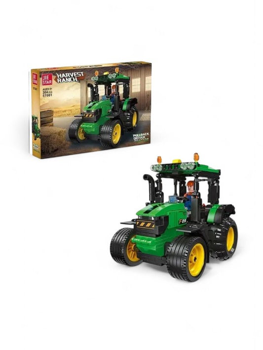 Harvest Ranch Tractor Building Set – 304 Pcs Pullback Farm Vehicle Toy for Kids TV1266.
