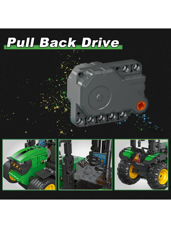 Harvest Ranch Tractor Building Set – 304 Pcs Pullback Farm Vehicle Toy for Kids TV1266.