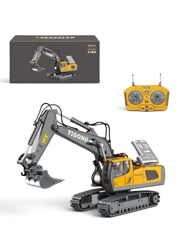 Heavy Duty RC Excavator Toy – 11-Channel 2.4GHz Remote Control Construction Truck with Alloy Bucket & Sturdy Tracks – All-Terrain Toy Vehicle TV7212
