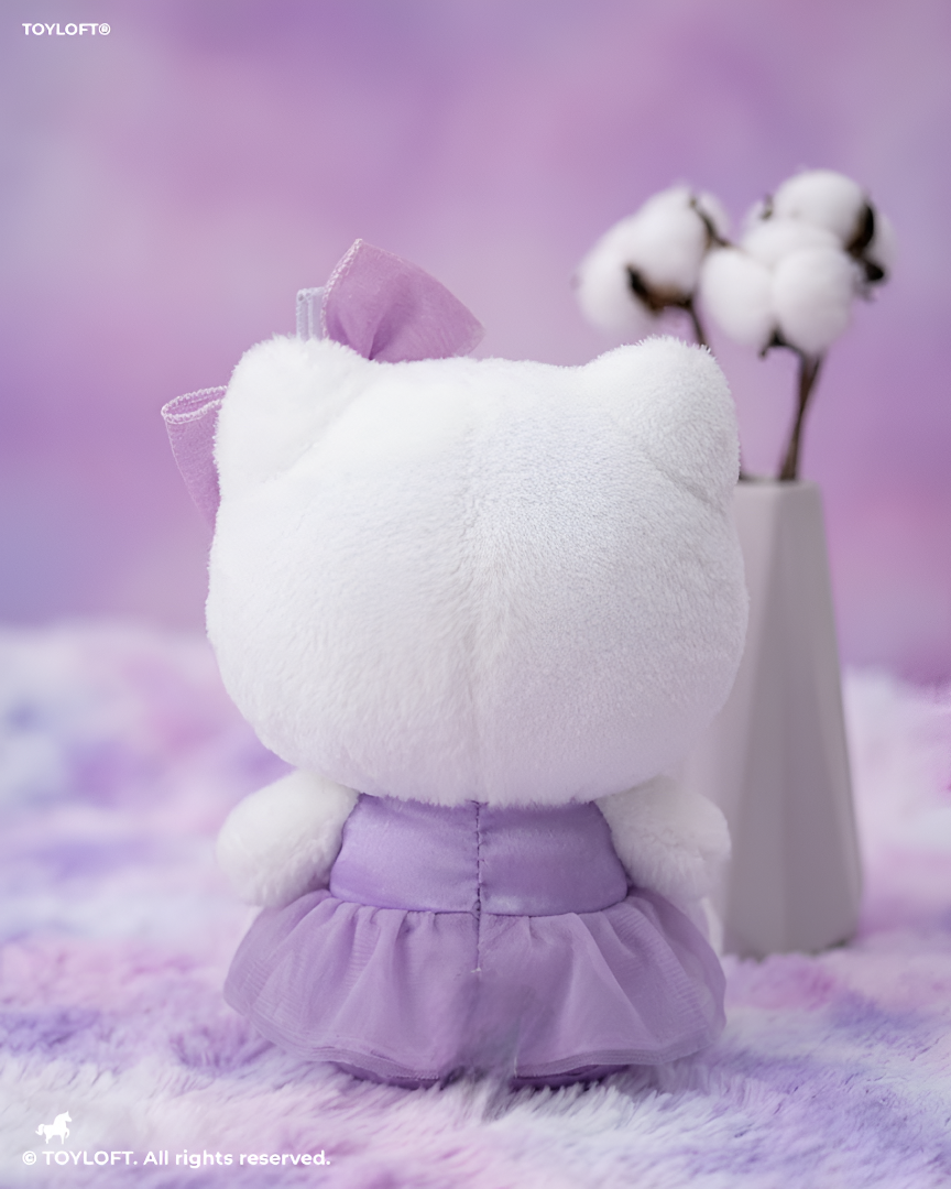 Hello Kitty 8-Inch Plush Toy in Purple Dress with Star Bow – Collectible Winking Hello Kitty Soft Toy ST16855