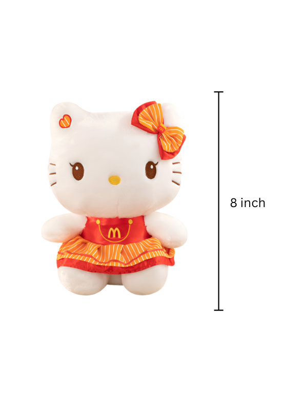 Hello Kitty 8-Inch Plush McDonald's Uniform Red & Orange Striped Dress Edition Soft Toy ST15966. Toyloft Hello Kitty 8-Inch Plush McDonald's Uniform Red & Orange Striped Dress Edition Soft Toy ST15966. Toyloft