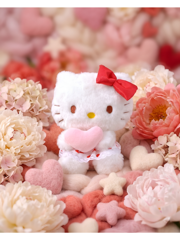 Hello Kitty Plush Toy - 8-Inch Soft Stuffed Animal with Pink Heart and Red Bow for Kids ST11131