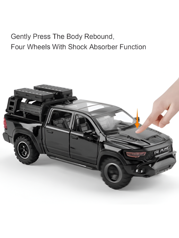 Hennessey Mammoth 1000 RAM TRX 1:32 Scale Diecast Model Truck Black with Acrylic Display Case MD520