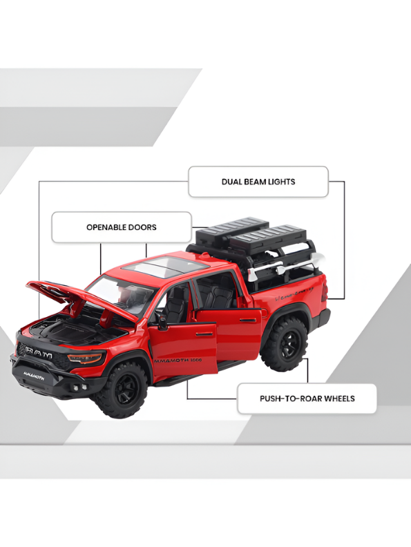 Hennessey Mammoth 1000 RAM TRX 1:32 Scale Diecast Model Truck Red with Acrylic Display Case MD520