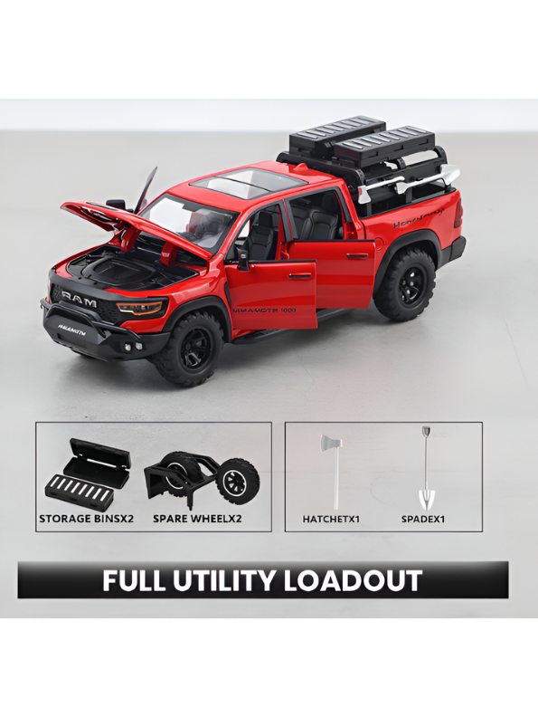 Hennessey Mammoth 1000 RAM TRX 1:32 Scale Diecast Model Truck Red with Acrylic Display Case MD520