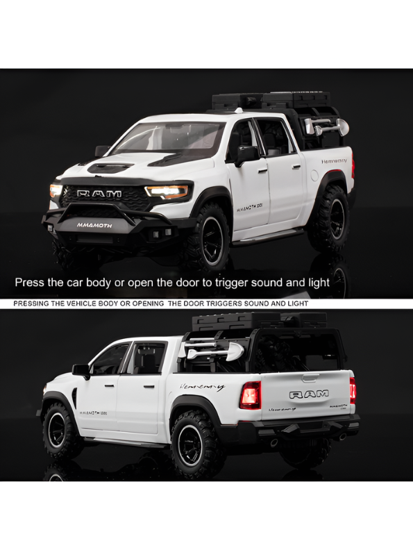 Hennessey Mammoth 1000 RAM TRX 1:32 Scale Diecast Model Truck White with Acrylic Display Case
