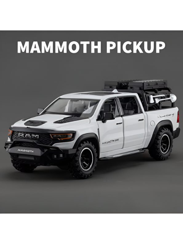 Hennessey Mammoth 1000 RAM TRX 1:32 Scale Diecast Model Truck White with Acrylic Display Case