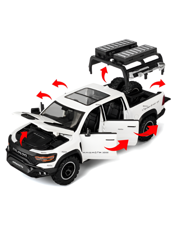 Hennessey Mammoth 1000 RAM TRX 1:32 Scale Diecast Model Truck White with Acrylic Display Case
