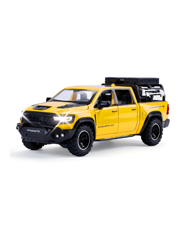 Hennessey Mammoth 1000 RAM TRX 1:32 Scale Diecast Model Truck Yellow with Acrylic Display Case MD520