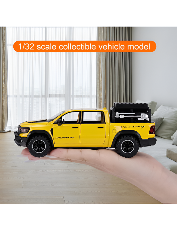 Hennessey Mammoth 1000 RAM TRX 1:32 Scale Diecast Model Truck Yellow with Acrylic Display Case MD520