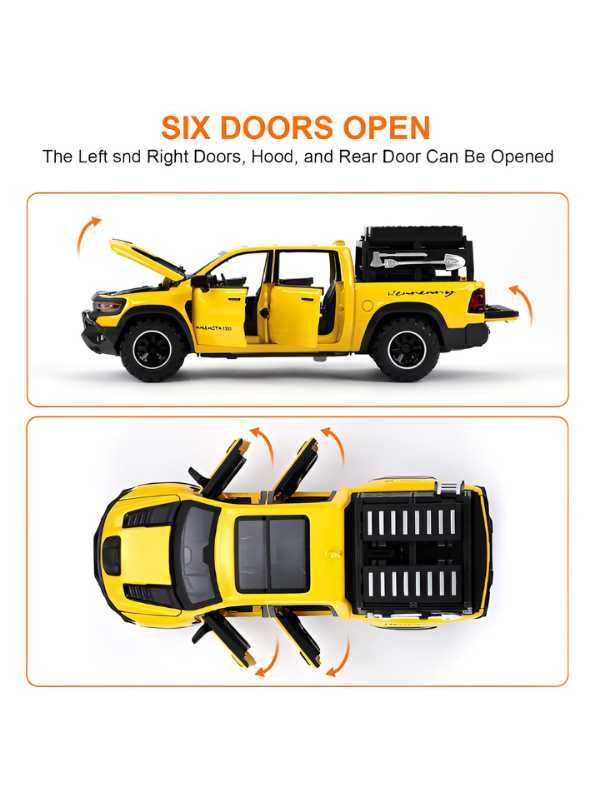 Hennessey Mammoth 1000 RAM TRX 1:32 Scale Diecast Model Truck Yellow with Acrylic Display Case MD520