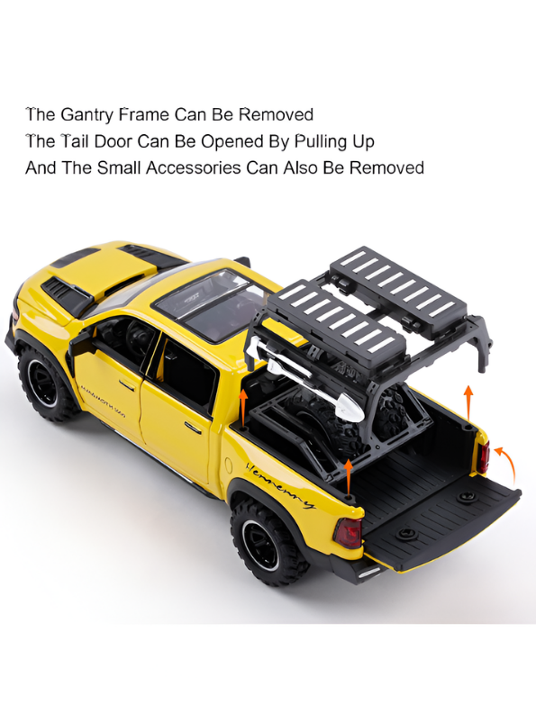 Hennessey Mammoth 1000 RAM TRX 1:32 Scale Diecast Model Truck Yellow with Acrylic Display Case MD520