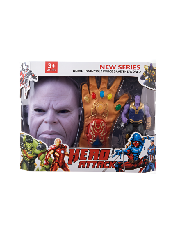 Hero Attack Thanos Action Figure Set with Infinity Gauntlet & Mask TV4034.
