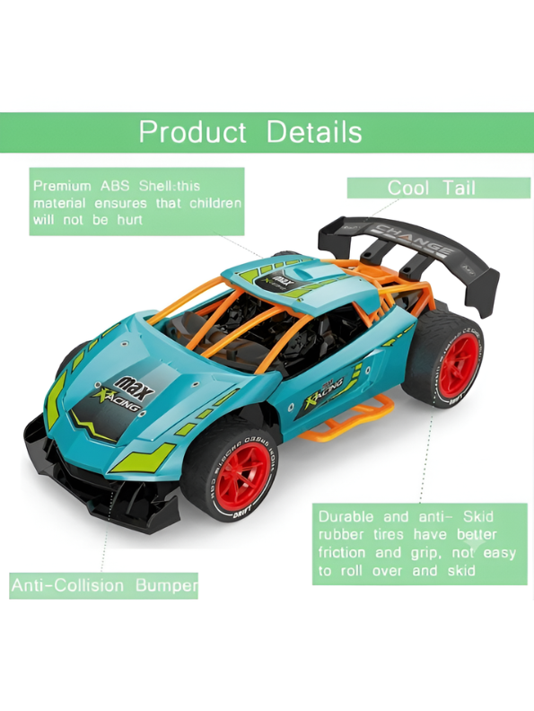 High-Speed 1:18 Remote Control Drift Car – Rechargeable RC Sports Buggy with 30-Min Playtime MD115