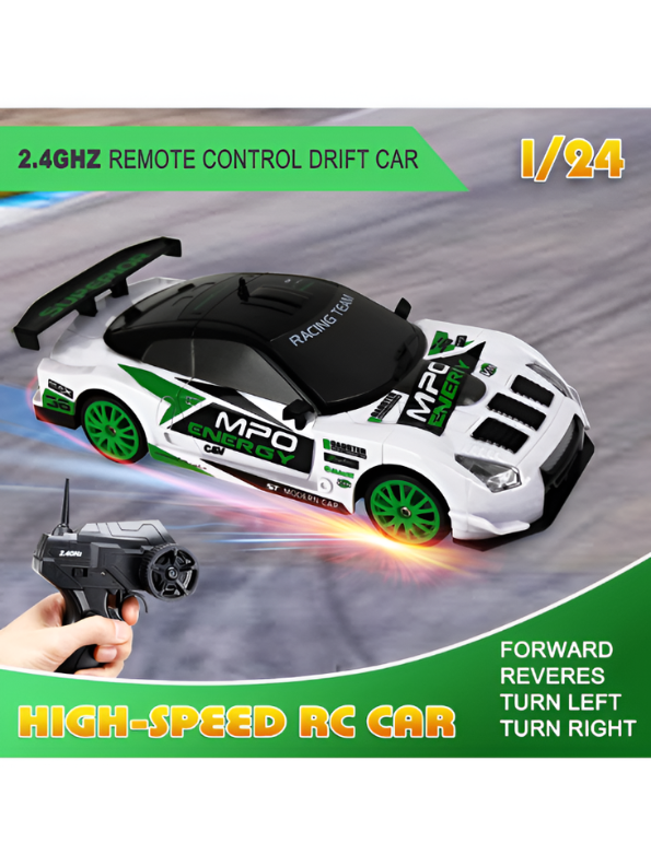 High-Speed 4WD RC Drifting Car, 1:24 Scale Remote Control Race Car with Powerful Motor, Crash Resistant Design & Interchangeable Tires TV6390