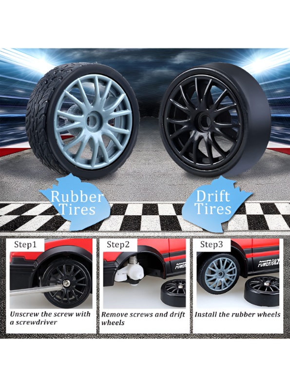 High-Speed 4WD RC Drifting Car, 1:24 Scale Remote Control Race Car with Powerful Motor, Crash Resistant Design & Interchangeable Tires TV6390
