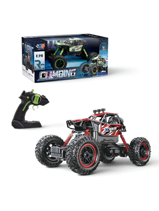 High-Speed 4WD RC Monster Truck with Smoke Spray Effect and LED Lights – Red 1:14 Scale Off-Road Toy Car for Kids TV1052