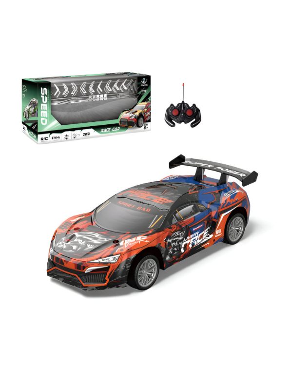 High-Speed Race Car - 2WD Remote Control Race Car with LED Lights 1:16 Scale Orange LMI15839.