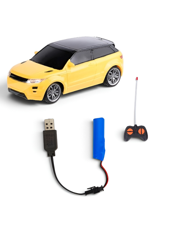 High-Speed Yellow & Black Remote Control Racing SUV Toy Car – Rechargeable Electric Sports Car with Controller & USB Charger Cable LMI16310
