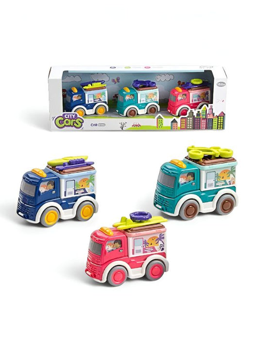 HolidayCruze – Pack of 3 Pull-Back Vacation Vans for Kids | Colorful Travel Van Toy Set for Fun & Imaginative Play LMI14651.