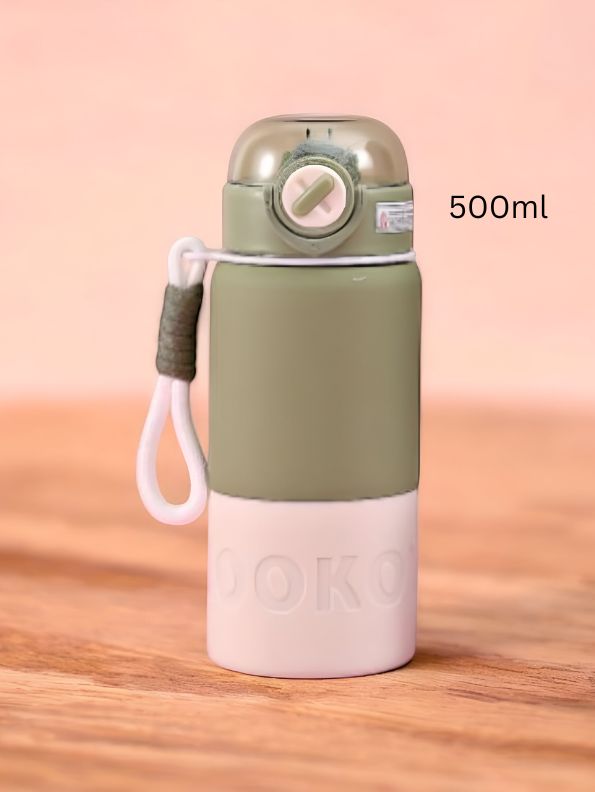 Green - HydraNova – 500ml Push Button Water Bottle | Stainless Steel, Leak-Proof & Thermally Insulated NOV5233.
