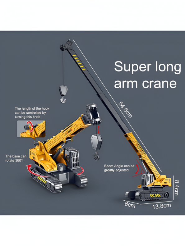 Hydraulic Crawler Crane Toy for Kids | 21.45-Inch Extendable Boom, Construction Vehicle NX15465.