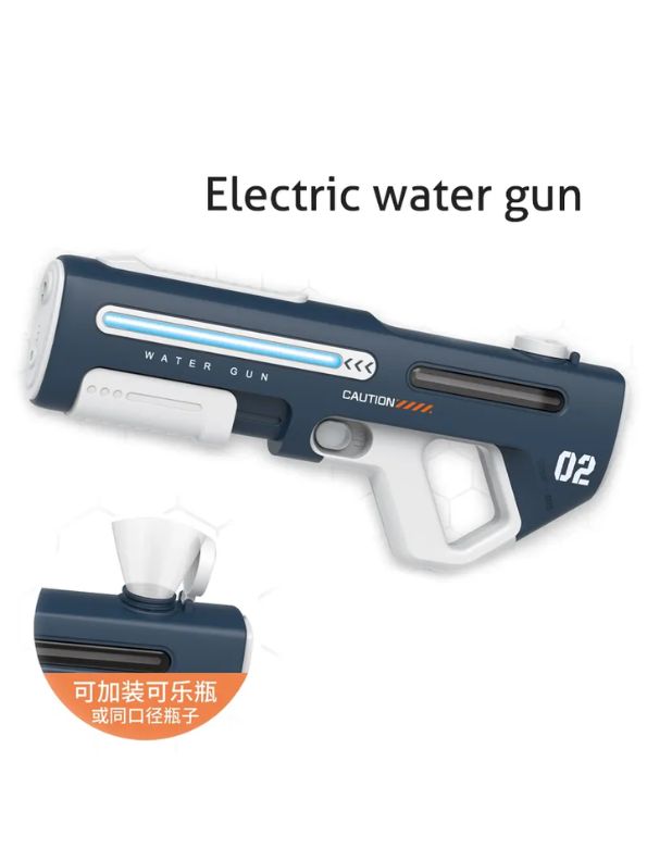 Blue - HydroBlaze X1000 - High-Pressure Electric Water Gun – Powerful Automatic Water Blaster with LED Lights for Adults, Perfect for Outdoor and Pool Fun