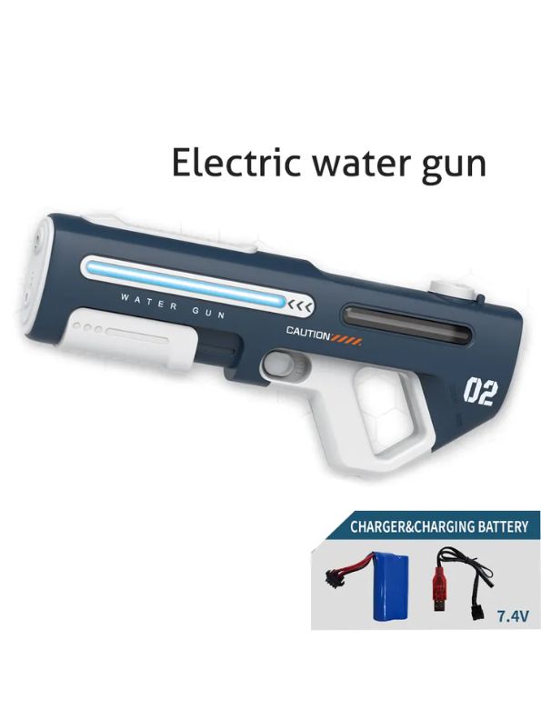 Blue - HydroBlaze X1000 - High-Pressure Electric Water Gun – Powerful Automatic Water Blaster with LED Lights for Adults, Perfect for Outdoor and Pool Fun