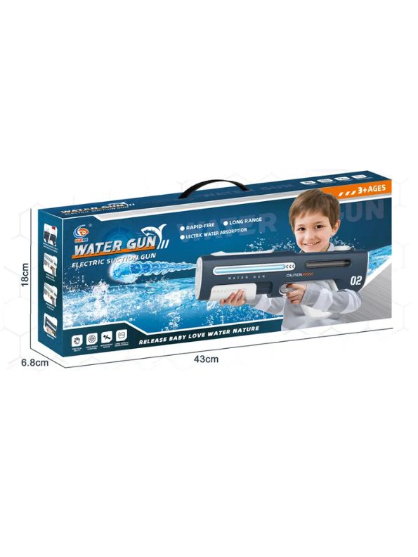 White - HydroBlaze X1000 - High-Pressure Electric Water Gun – 42cm Powerful Automatic Water Blaster with LED Lights for Adults, Perfect for Outdoor and Pool Fun LMI14431.