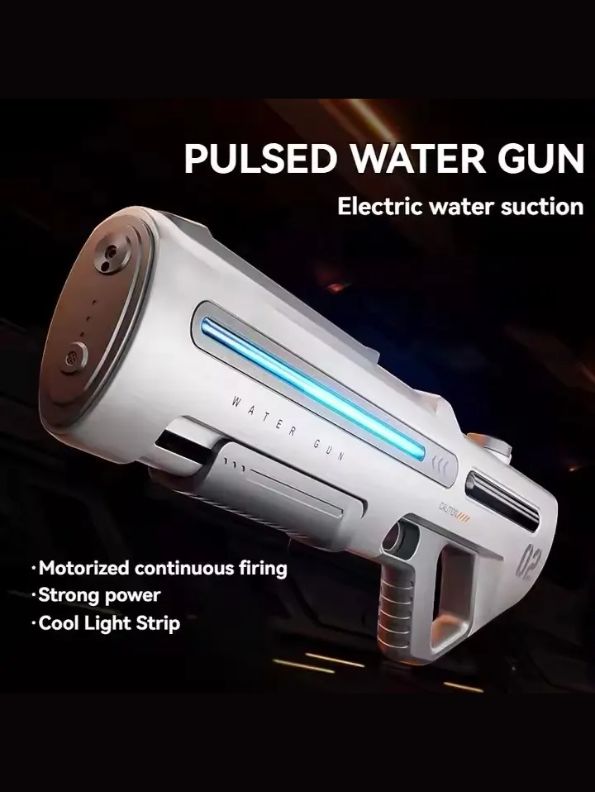 White - HydroBlaze X1000 - High-Pressure Electric Water Gun – Powerful Automatic Water Blaster with LED Lights for Adults, Perfect for Outdoor and Pool Fun