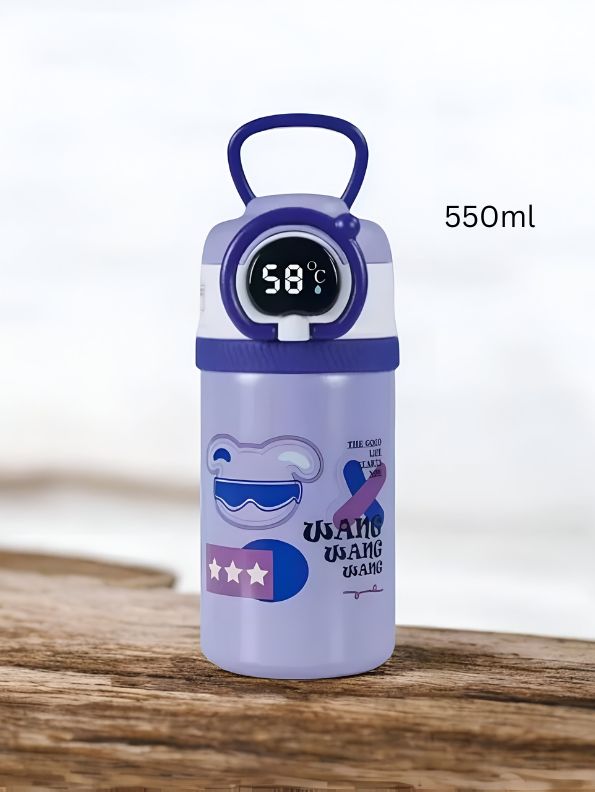 HydroMate Stainless Steel Water Bottle 550ml – Smart Temperature Display, Push Sipper Lid, Leakproof & Travel-Friendly NOV7252.