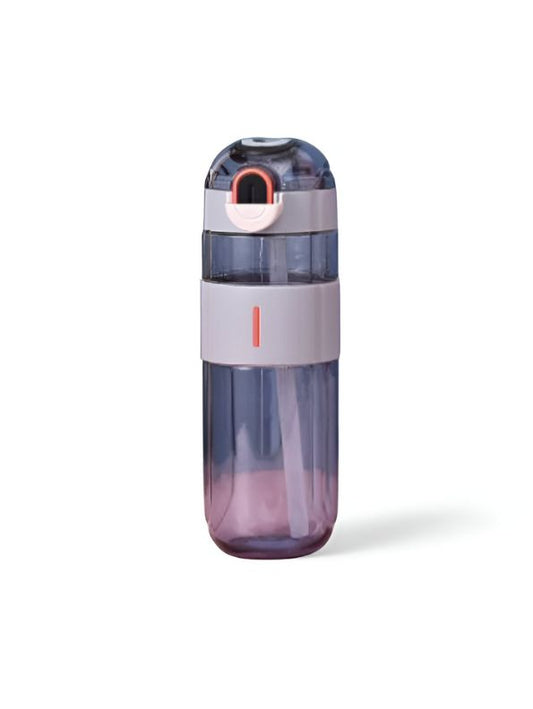 Black - HydroMate – 580ml Plastic Water Bottle with Push-Button Sipper and Straw NOV5267.