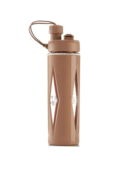 Brown - HydroSip KidsPro – Plastic Water Bottle with Straw and Carry String for School Children & Sports Enthusiasts NOV626.