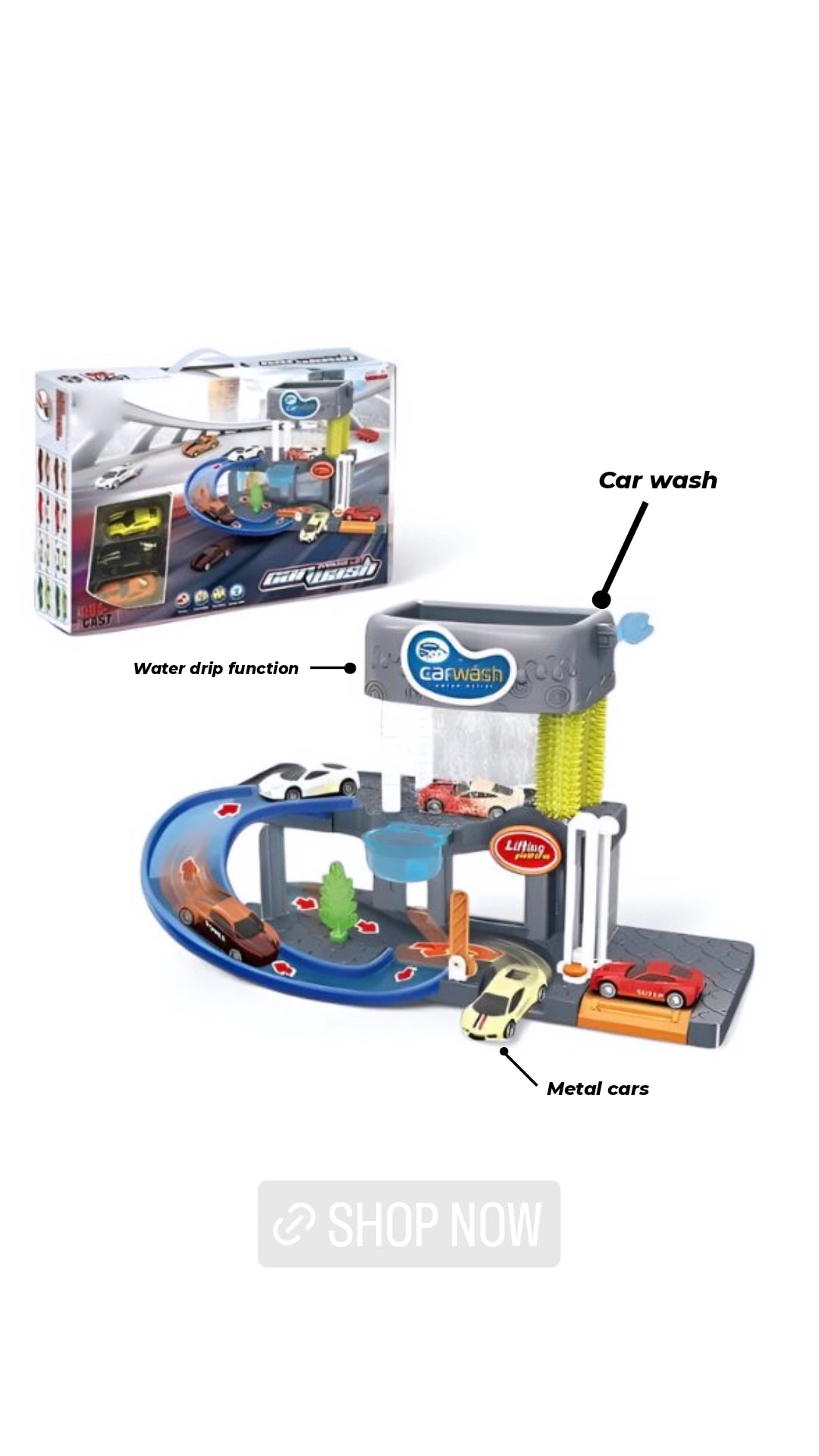 Car Wash Playset – Color Changing Car Wash Toy with Track, Lights & Sounds | Interactive Parking Garage Toy for Kids | Best Gift for Boys & Girls LMI-10A-2.