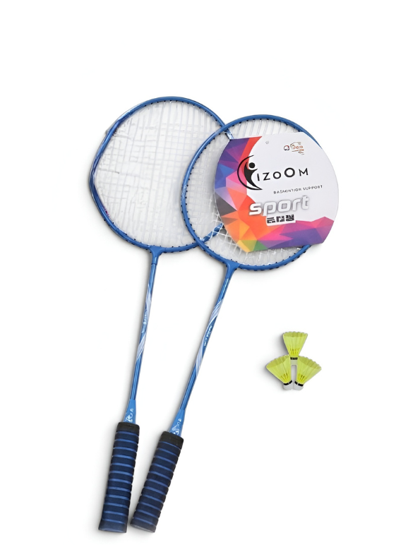 IZOOM POWER IZ-937 Lightweight Badminton Racket Set of 2 with 1 Durable Nylon Shuttlecocks and  Blue Full Carry Bag Cover - Perfect for Kids, Beginners & Outdoor Recreational Play  LMI14273