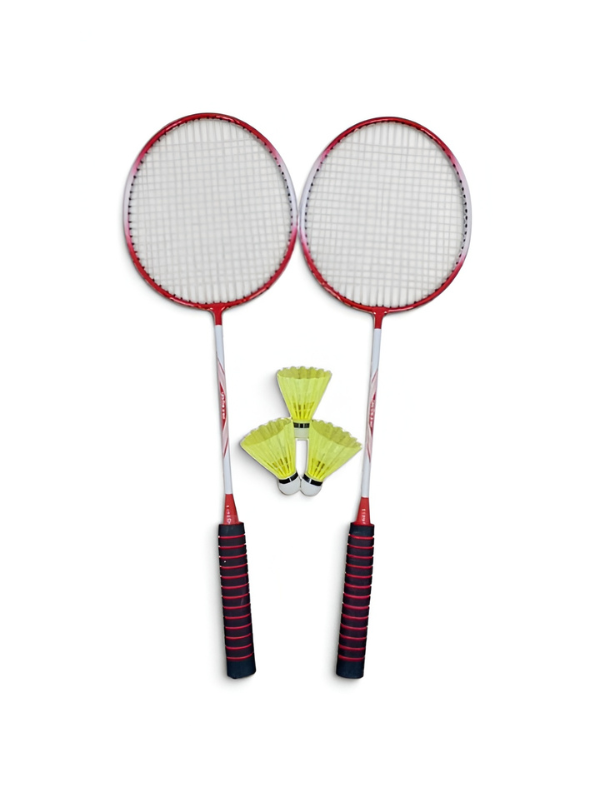 IZOOM POWER IZ-937 Lightweight Badminton Racket Set of 2 with 1 Durable Nylon Shuttlecocks and Red Full Carry Bag Cover - Perfect for Kids, Beginners & Outdoor Recreational Play  LMI14273