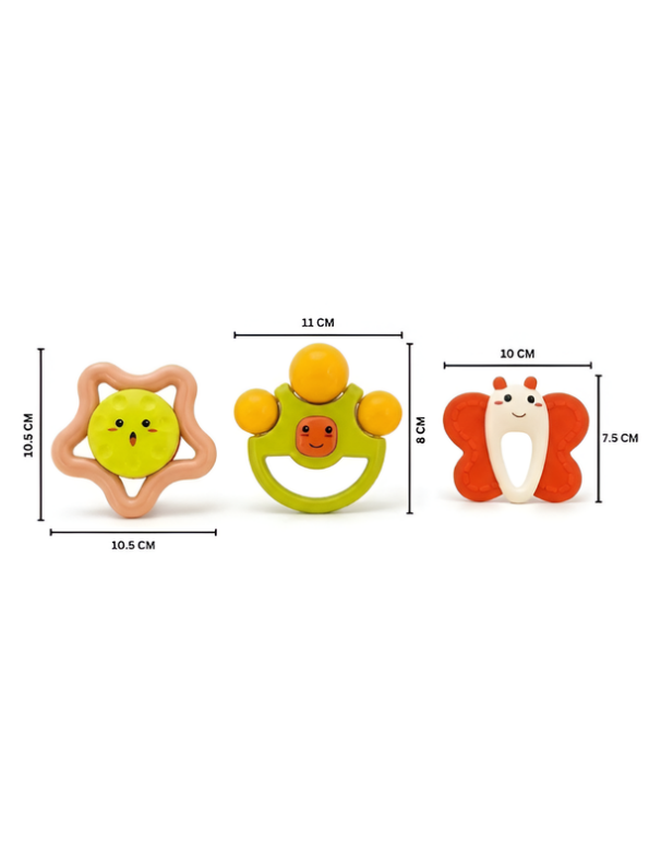 Infant Sensory Rattle & Teether Toy Set (3-Piece) – Gentle Teething Relief & Grip Training LMI16892