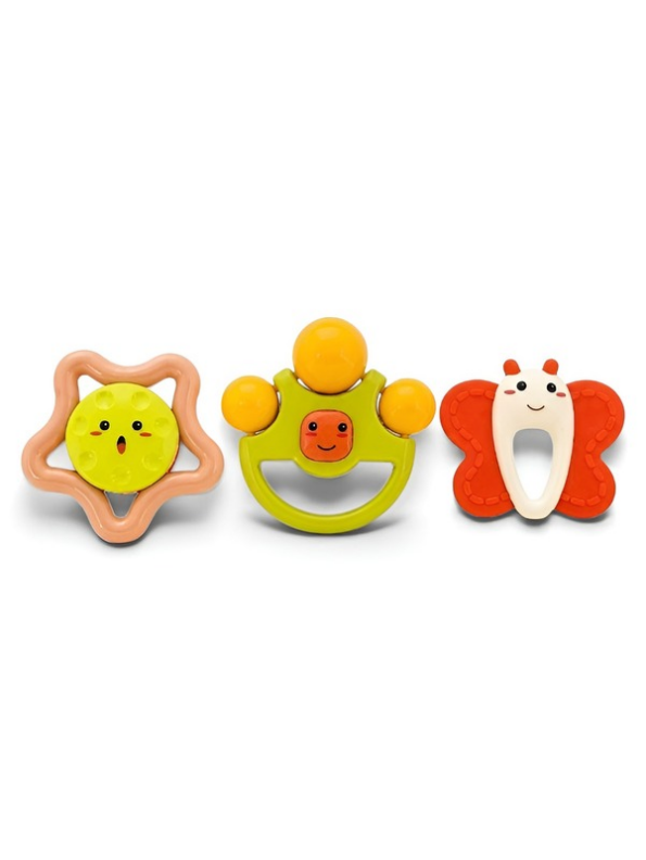 Infant Sensory Rattle & Teether Toy Set (3-Piece) – Gentle Teething Relief & Grip Training LMI16892