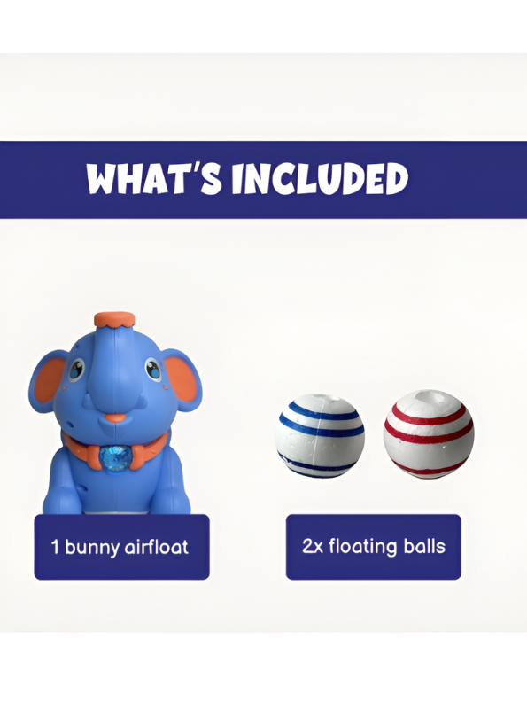Interactive Blue Elephant Airfloat Toy with 2 Floating Balls – Automatic Bumping & Direction Changing Walking Animal Toy TV7248