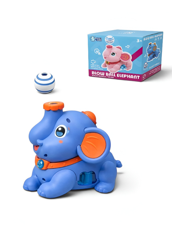 Interactive Blue Elephant Airfloat Toy with 2 Floating Balls – Automatic Bumping & Direction Changing Walking Animal Toy TV7248