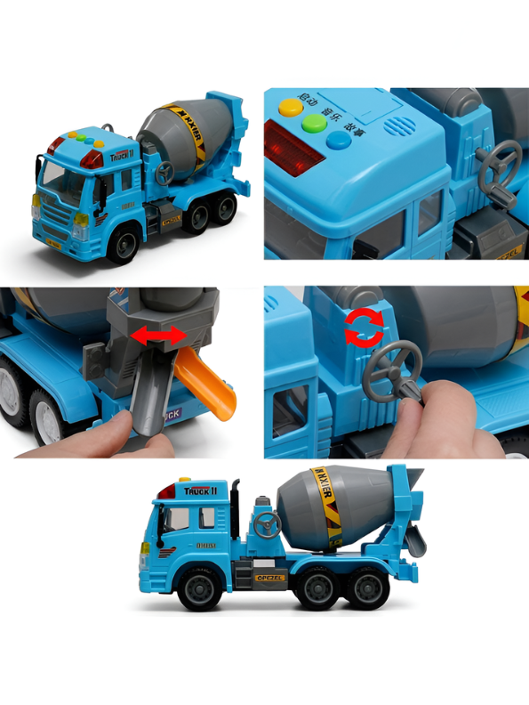 Interactive Blue Toy Cement Mixer Truck for Toddlers with Lights & Sound LMI16920