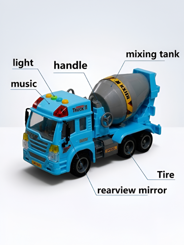 Interactive Blue Toy Cement Mixer Truck for Toddlers with Lights & Sound LMI16920