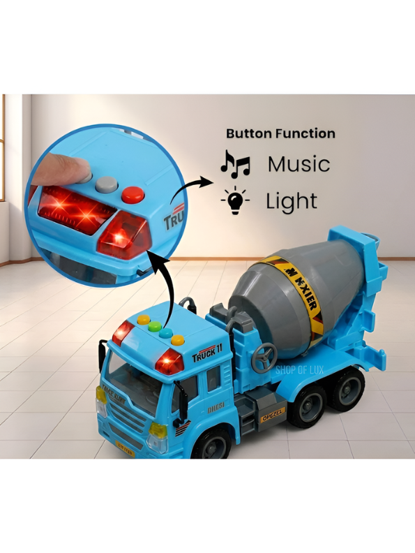 Interactive Blue Toy Cement Mixer Truck for Toddlers with Lights & Sound LMI16920